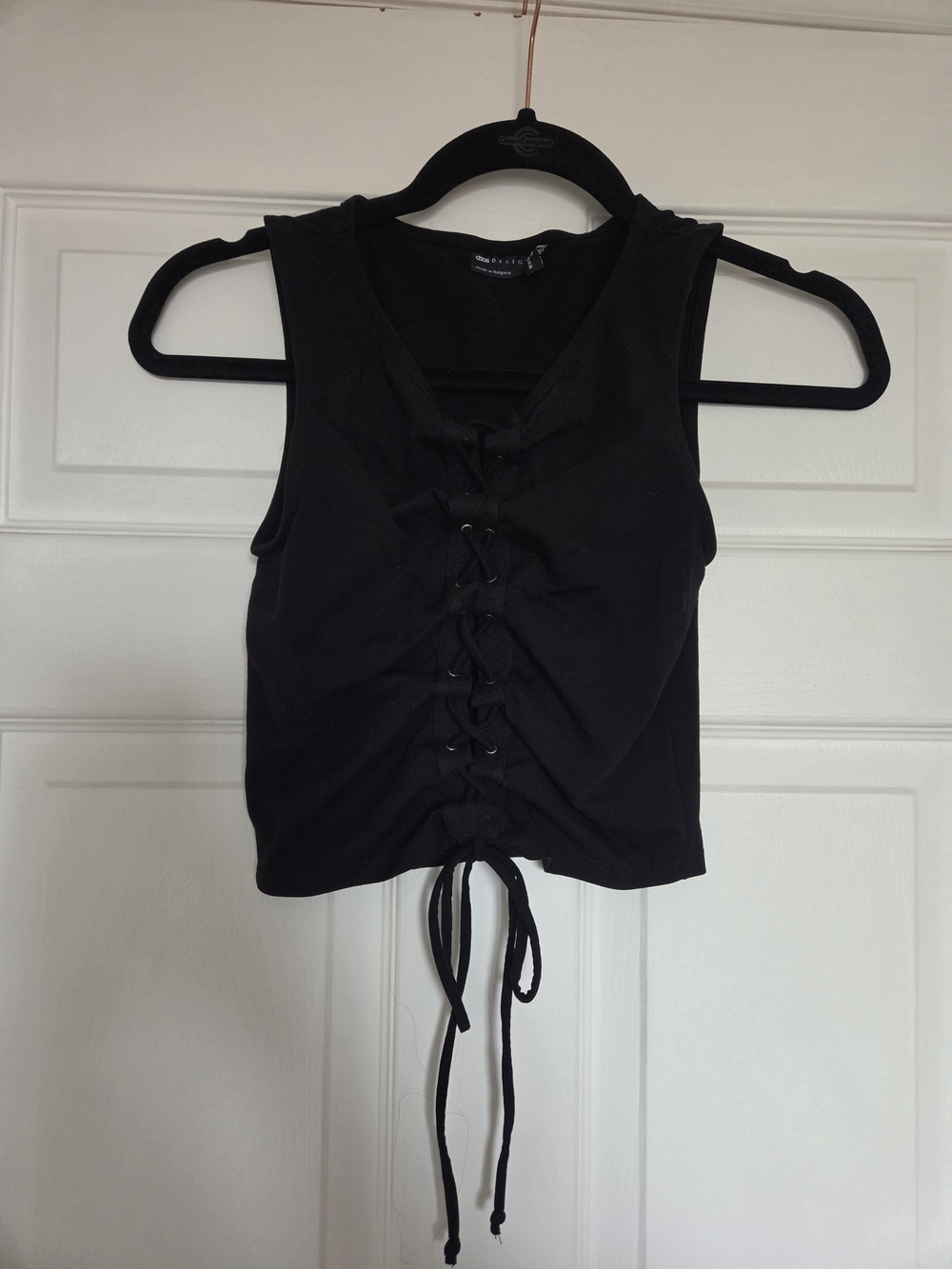 ASOS Black Lace-Up Crop Tank
